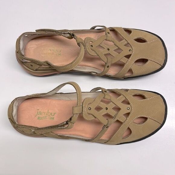 Jambu Women’s Closed Toe Terrain Sandals 8M Taupe Brown Pink Hook & Loop Straps - Picture 2 of 16